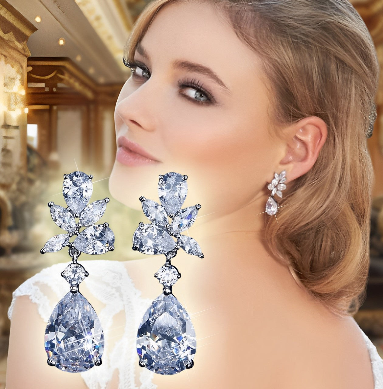 🔥 OFERTA EXCLUSIVA | Glamorous™ Elegantes pendientes colgantes llamativos de cristal plateado