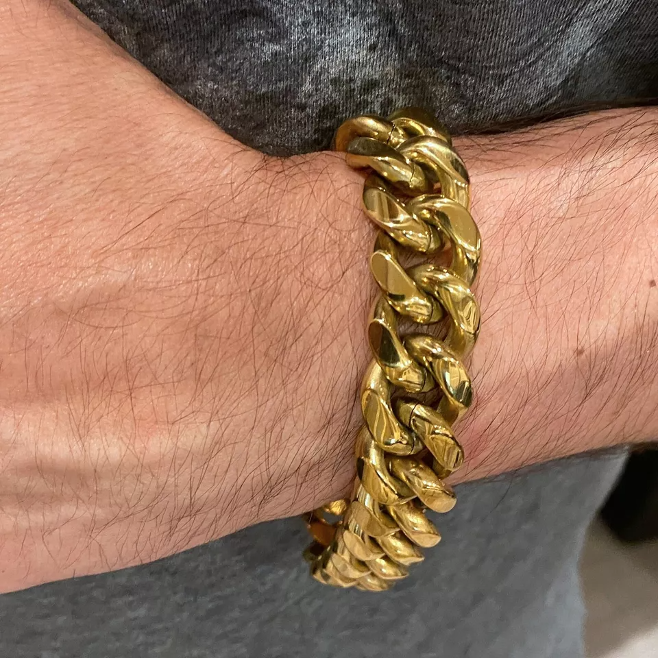 💥 EDICIÓN LIMITADA❗️  | Brazalete de oro cubano muestra poder y estatus⚜️